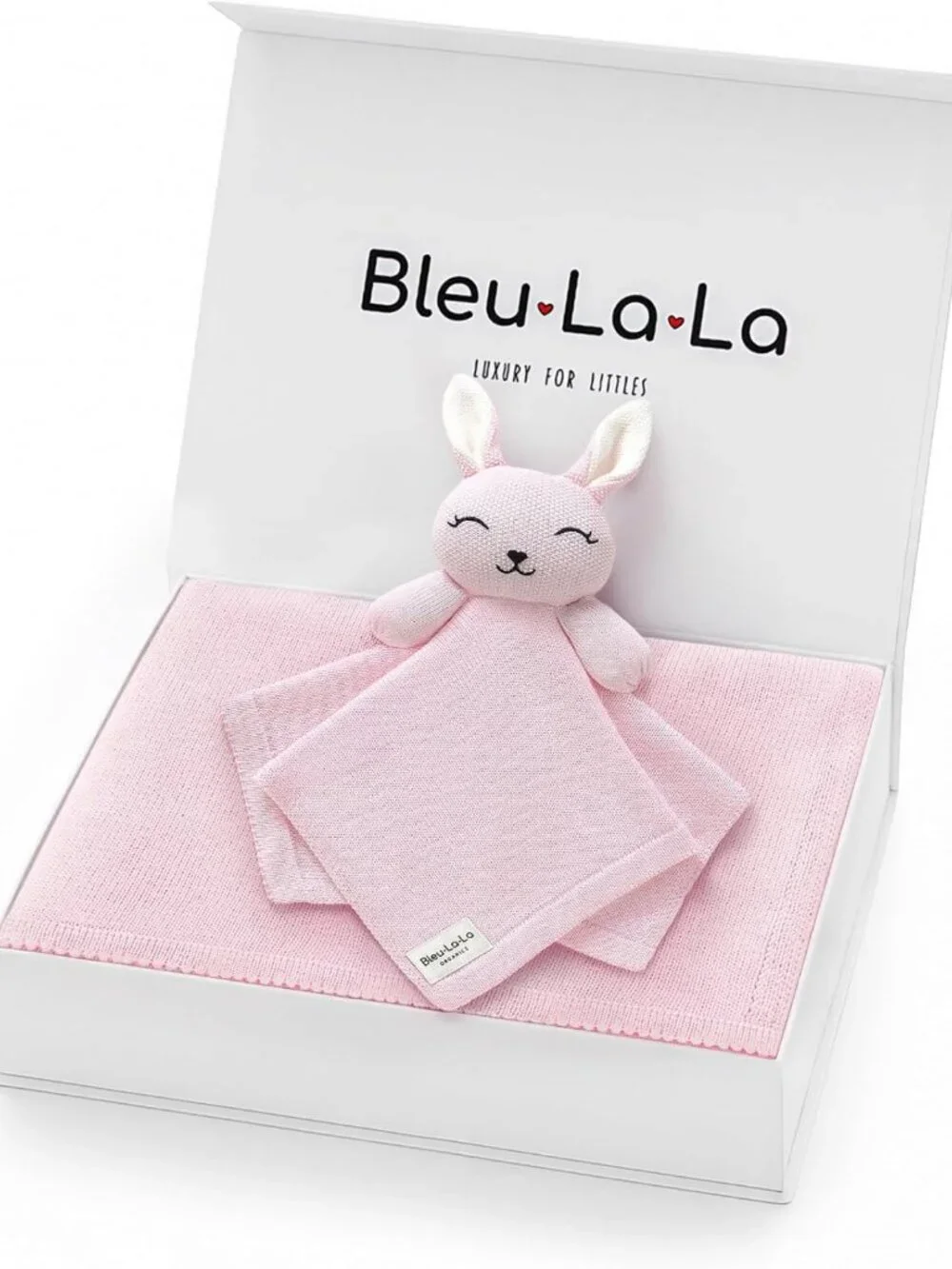 Organic Cotton Baby Gift Set - Newborn Blanket & Bunny Lovey Security Blanket